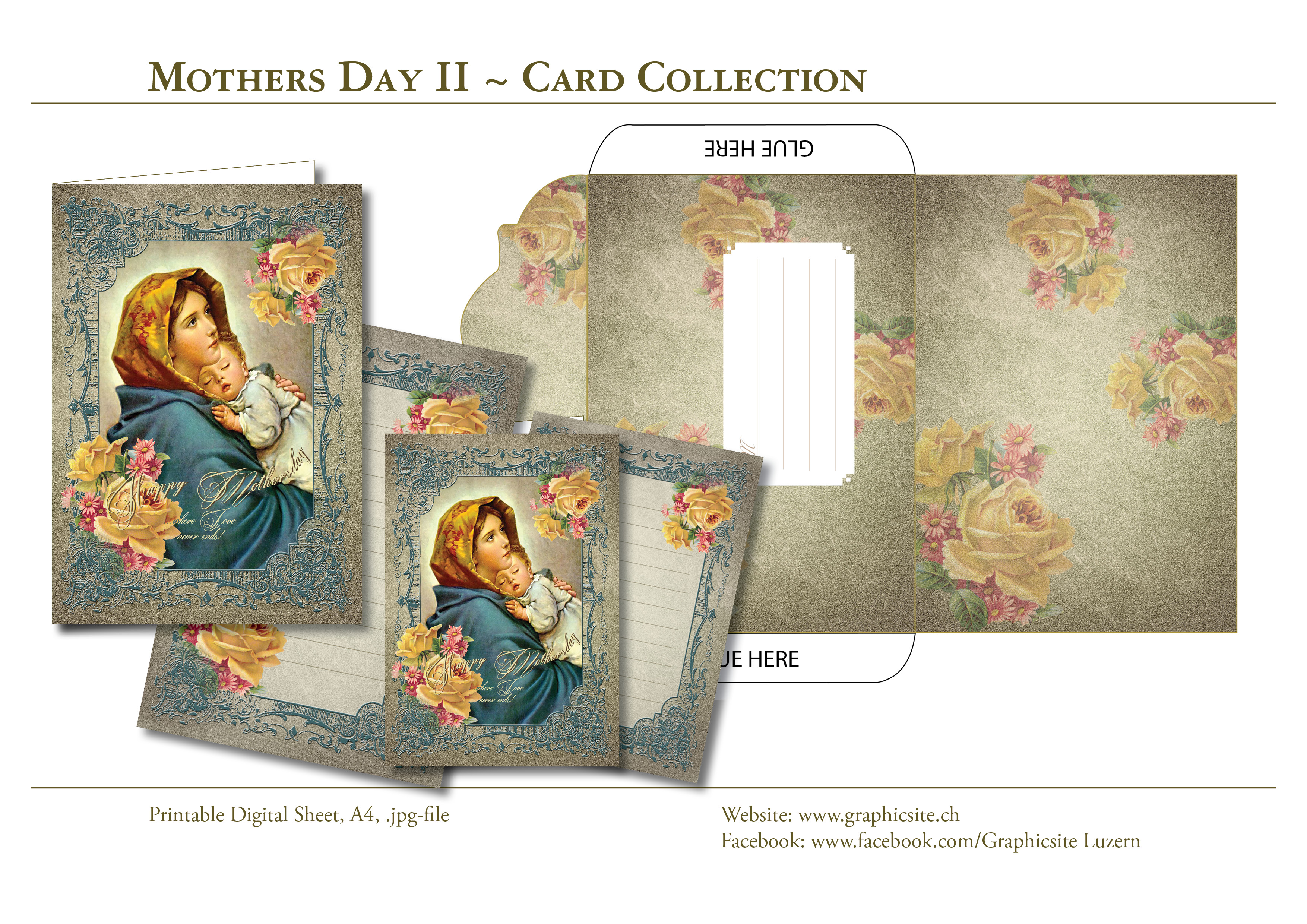 Printable Digital Sheets - Mothersday2 - Card Collection - #mothersday, #mother, #mom, #greetingcards, #graphicdesign, #luzern, #schweiz